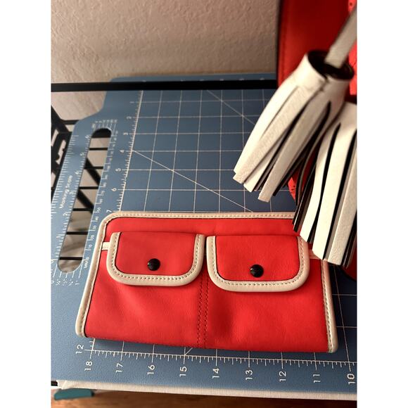 Coach Legacy Perforated Leather Hobo Bag & Matching Wallet Set - Red/Vermillion - Picture 6 of 13